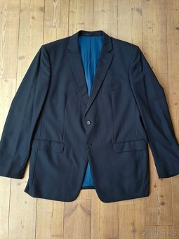 Modročerný pánský vlněný oblek Windsor modern vel. 58 na výš - 2