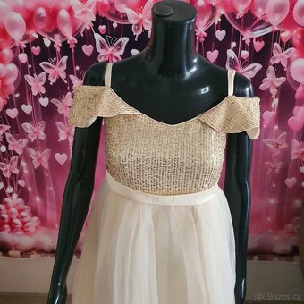 Dlouhé dívčí společenské šaty s flitry - 2