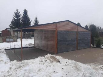 Plechová garáž 6+3m x 5m. - 2