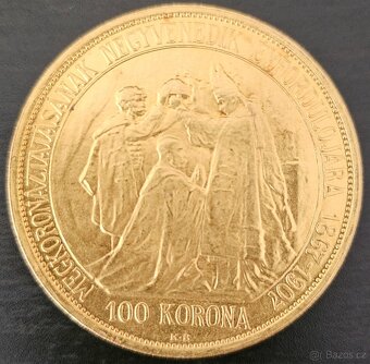 Zlatá 100 korun Františka Josefa I. 1907 40. výročí korunova - 2