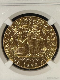 Zlatý československý 5 dukát Karel IV. 1978 NGC MS68 - 2