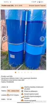 Prodám sudy 220L. - 2