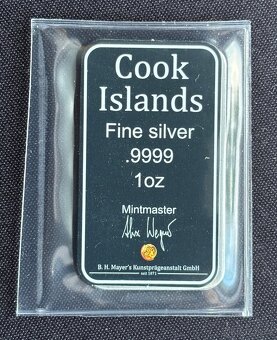Stříbrný 1oz investiční slitek Cook Islands s certifikátem - 2