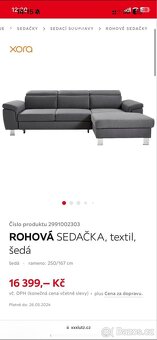 Rozkládací rohová sedačka L - 2