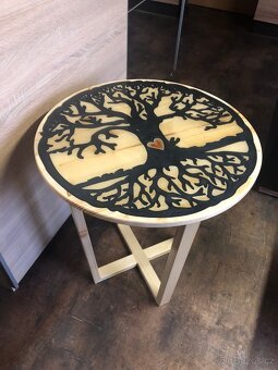 Stolek - strom života s keramickým srdcem - 2