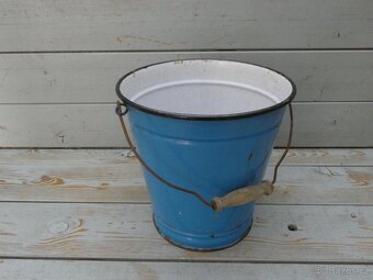smaltovaný kbelík, modrý smalt - 2
