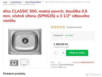 NOVÝ nerez kuchyňský dřez 40x50 původně 1500 - 2