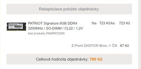 Operační paměť 8GB DDR4 - 3200MHz CL22/1,2V - 2