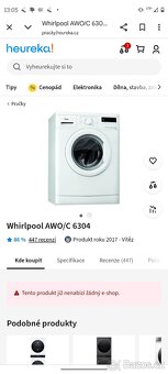 Prodám pračku Whirlpool AWO / C 6304 - 2