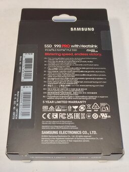 Nový a nerozbalený M.2 SSD Samsung 990 PRO 2TB with Heatsink - 2