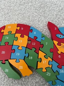 Dřevěné puzzle kočičky s písmenky a číslicemi - 2