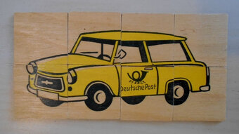 Dřevotřískové puzzle kostičky Auta 6 motivů x 8 kostek - DE - 2