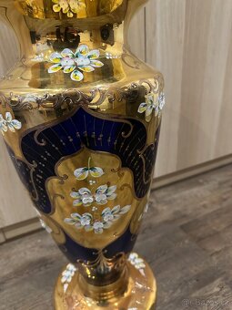 Vysoká váza novoborské modré sklo - 2