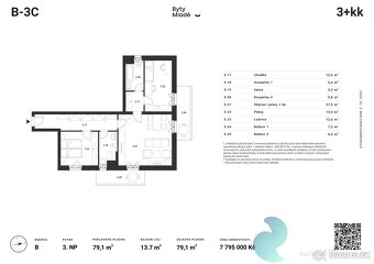 Byt B-3C, 3+kk, balkon - 2