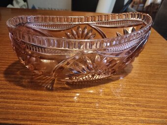 Růžová skleněná mísa žardiniéra - 2