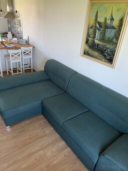 Rohová sedačka rozkládací "jako NOVÁ" levý roh-ZELENÁ - 2