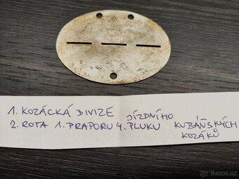 ID vojenská osobní známka Wehrmacht - Kubáňští kozáci - 2