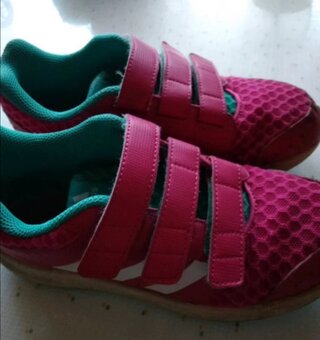 Růžové dívčí boty, tenisky na suchý zip Adidas - 2