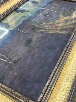 Starší olejomalba – krajina s cestou a břízami | olej na plá - 2