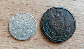 Rusko 2 carské ruské mince 1828 a 1861 lot sada konvolut - 2