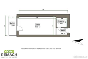 Prodej, byt 1+kk s balkonem, 25 m2, Všemina, ev.č. 03196 - 2