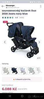 Sourozenecký kočárek Duo 2020 jeans navy blue - 2