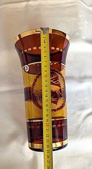 SkloEGERMANN, EXKLUZIVNÍ VÁZA, ÚŽASNÉ RUČNÍ BRUSY, TOP 26cm - 2