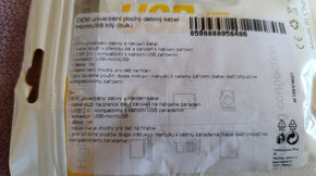 Kabel USB USB A M - microUSB M - 1m, bílý, plochý - 2