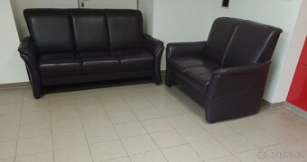 Kožená rohová sedací souprava - jak NOVÁ, TOP STAV - 2
