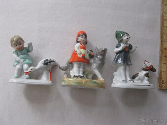 Starožitné malé sošky, starožitný popelník,mísky,anděl 3x - 2