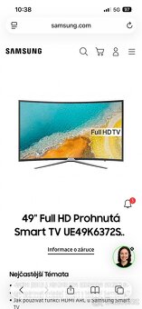 Prodám plně funkční Tv Samsung 49K6372(121cm) - 2