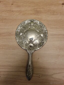 Vintage postříbřené ruční zrcátko ve stylu Art Nouveau/rokok - 2