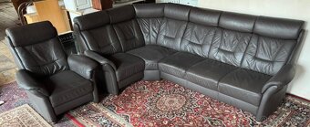 Rohová kožená sedačka s křeslem,5444 - 2