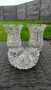 Sada váz a misky, broušené sklo - 2