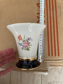 Kobaltová květina váza ROYAL DUX DUCHCOV - 2