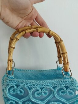 Dámská letní Boho Etno kabelka modrá s bambusem - 2