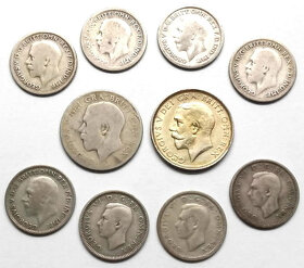 stříbrné mince Británie... - 2