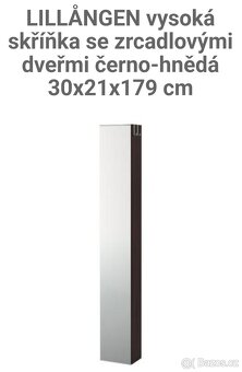 Vysoká koupelnová skříňka se zrcadlem Ikea - 2