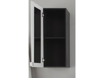 Koupelnová skříňka KARNOT – závěsná, bílý lesk/šedá - 2