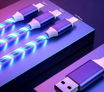 Nabíjecí kabel 3in1 (Android/Apple/Type-C) s podsvícením - 2