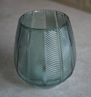 skleněná váza šedo-zelená - 2