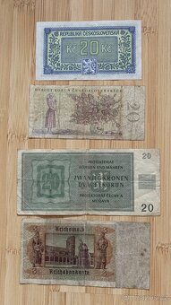 Různé bankovky Reichsmark, rubl, koruny - 2