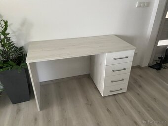 Krásný psací stůl bílý dub/ bílá - 2