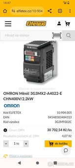 Nový Frekvenční měnič OMRON MX2 2,2kW Typ: 3G3MX2-A4022-E Vs - 2