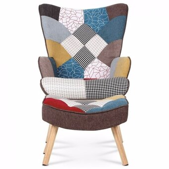 Křeslo (ušák) patchwork s podnožkou AK-305 PW2 - 2