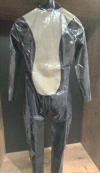 Latexovy catsuit - čierno - šedý - 2