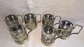 RETRO BROUŠENÉ SKLENKY S KOVOVÝM ZDOBENÍM - 2