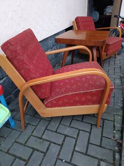 Starožitná křesla - Koželka / Kropáček + stolek - 2