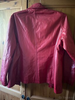 Kožená červená bunda na zip damská vell M - 2