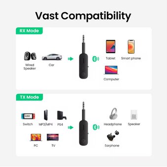 Bluetooth adaptér 2 v 1, Ugreen CM403, Přijímač, Vysílač - 2
